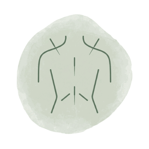 Illustration der wichtigsten Schmerzpunkte am Rücken für eine bessere Körperhaltung und Schmerztherapie.