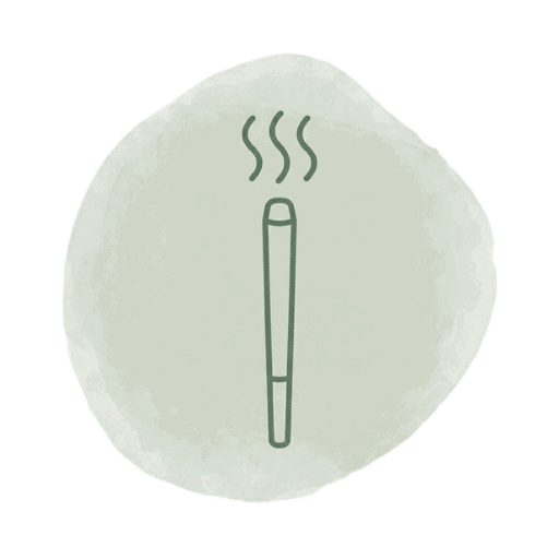 Einfaches Icon eines Rauchstifts, das Rauch zeigt, auf hellem Hintergrund.