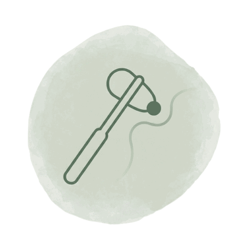 Einfaches Icon eines Schwangerschaftstests mit Teststäbchen und Testfeld, symbolisiert Schwangerschaftsdiagnose.