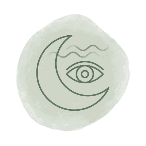 Symbol eines Mondes mit Auge, repräsentiert den Nachtmodus oder dunkle Themen auf der Website.